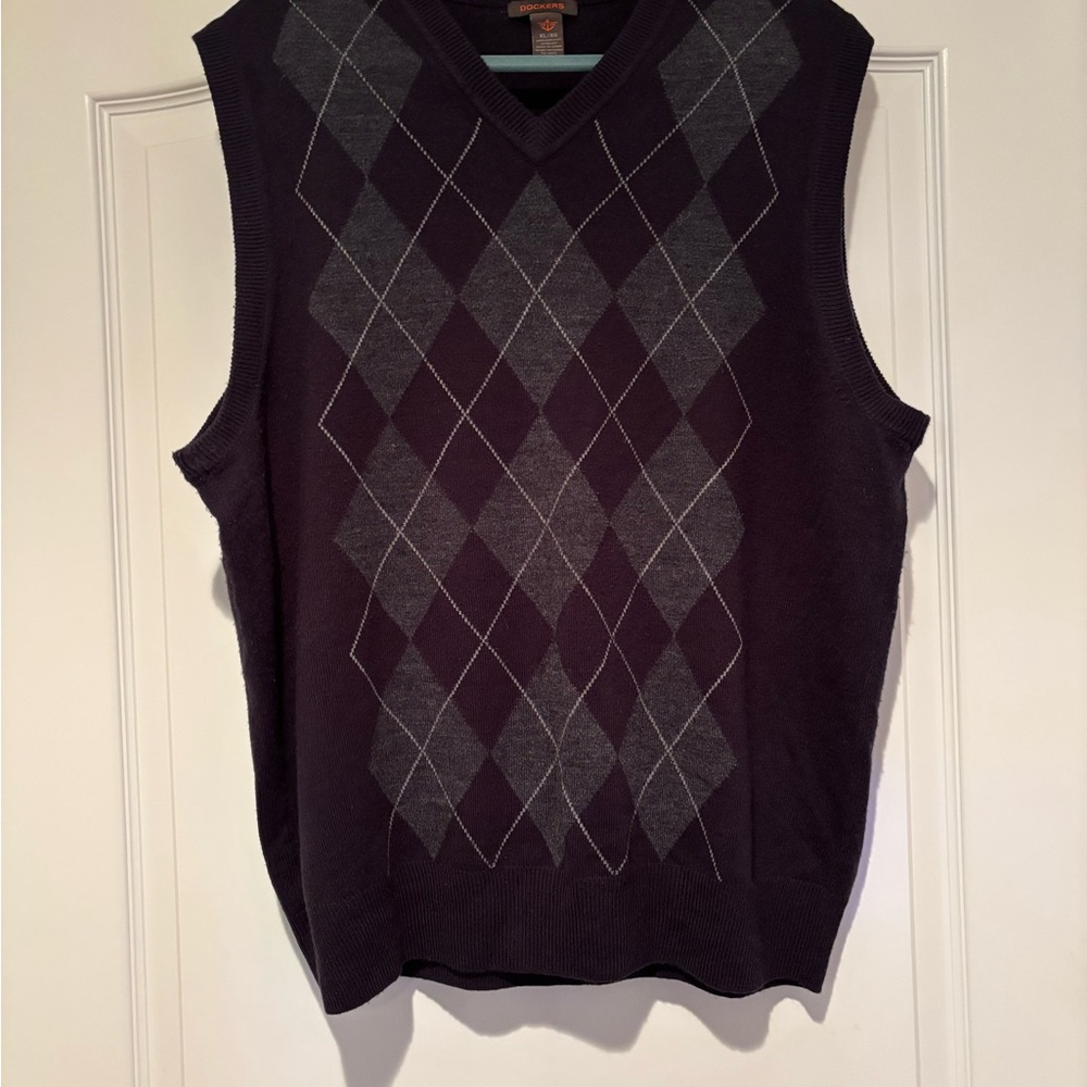 Men's Dockers Navy Argyle Sweater Vest XL